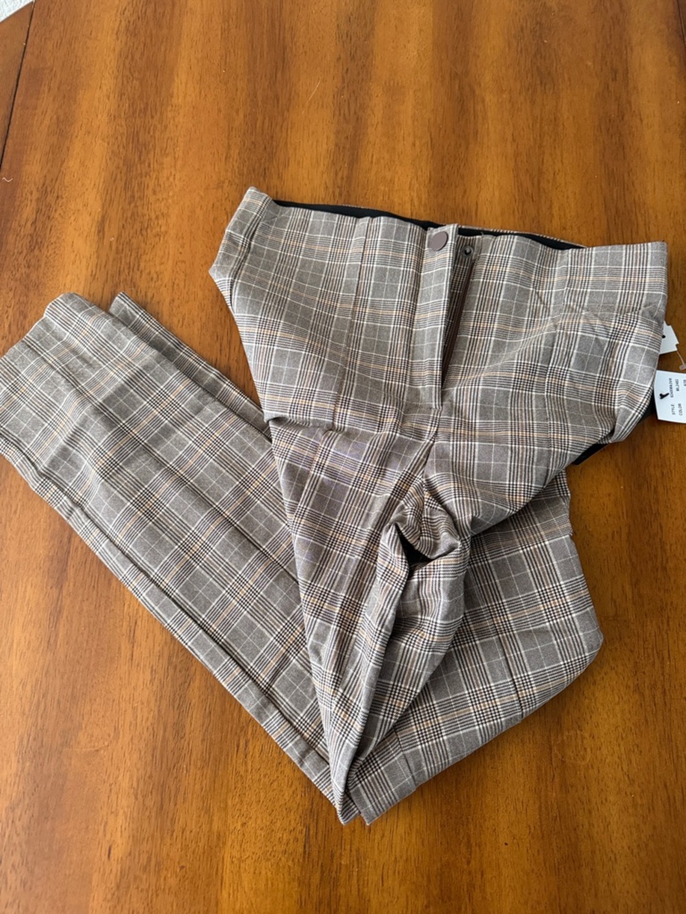 Plaid Tailored Trousers in Brown - Women's Smart Fit